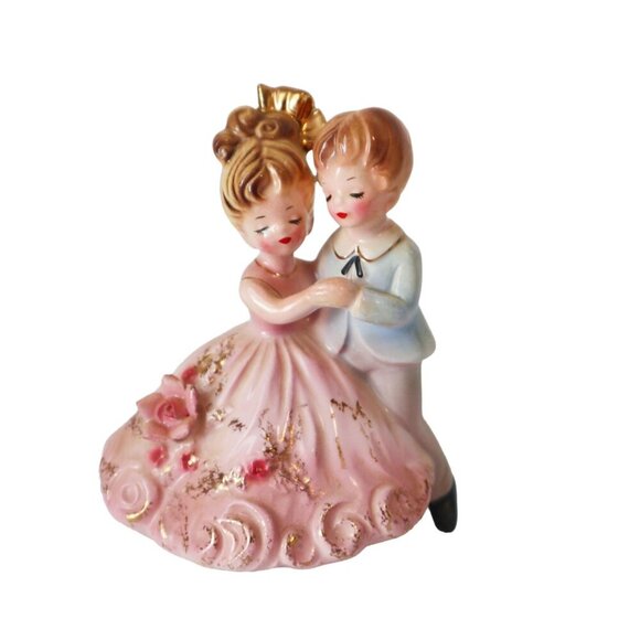 Vintage Josef Originals Dancing Waltzing Couple Pink Dress Figurine, Josef Origi - Picture 1 of 5